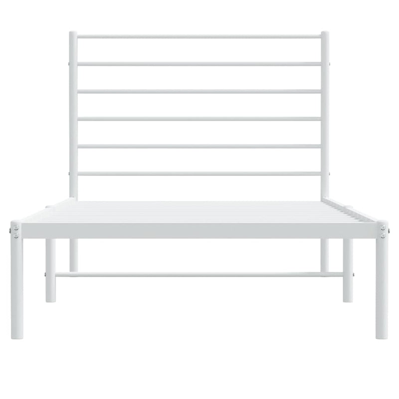 vidaXL Metal Bed Frame without Mattress with Headboard White 107x203 cm King Single