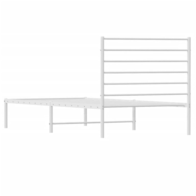 vidaXL Metal Bed Frame without Mattress with Headboard White 107x203 cm King Single