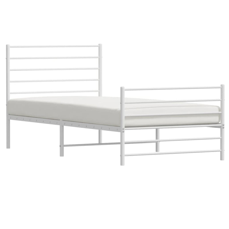 vidaXL Metal Bed Frame without Mattress with Footboard White 107x203 cm King Single