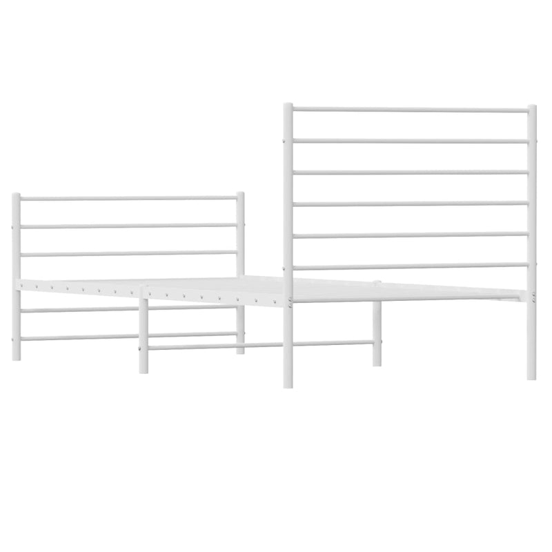 vidaXL Metal Bed Frame without Mattress with Footboard White 107x203 cm King Single