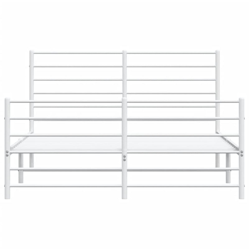 vidaXL Metal Bed Frame without Mattress with Footboard White 150x200 cm