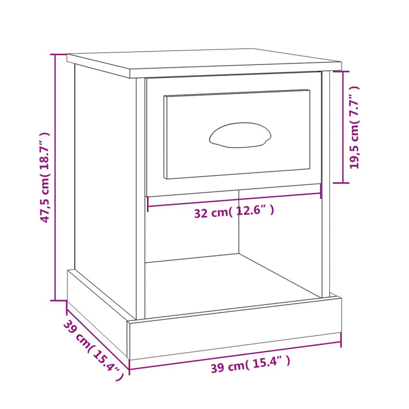 vidaXL Bedside Cabinets 2 pcs White 39x39x47.5 cm Engineered Wood