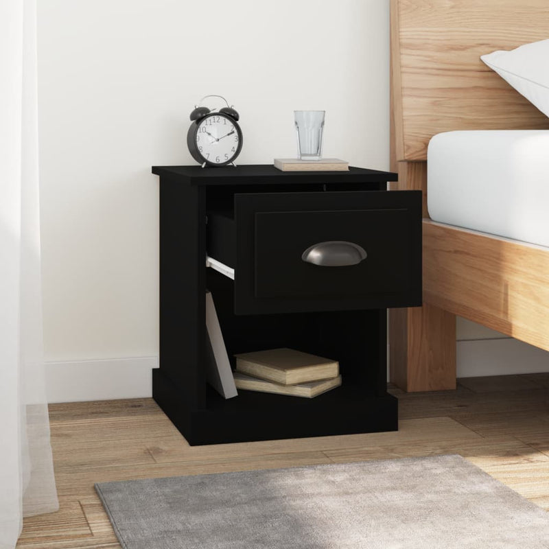 vidaXL Bedside Cabinets 2 pcs Black 39x39x47.5 cm Engineered Wood