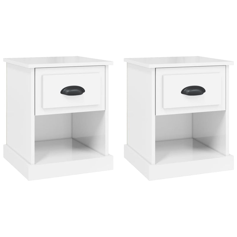 vidaXL Bedside Cabinets 2 pcs High Gloss White 39x39x47.5 cm Engineered Wood