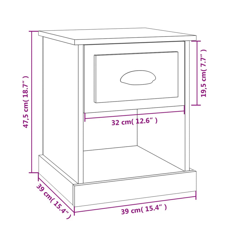 vidaXL Bedside Cabinets 2 pcs High Gloss White 39x39x47.5 cm Engineered Wood