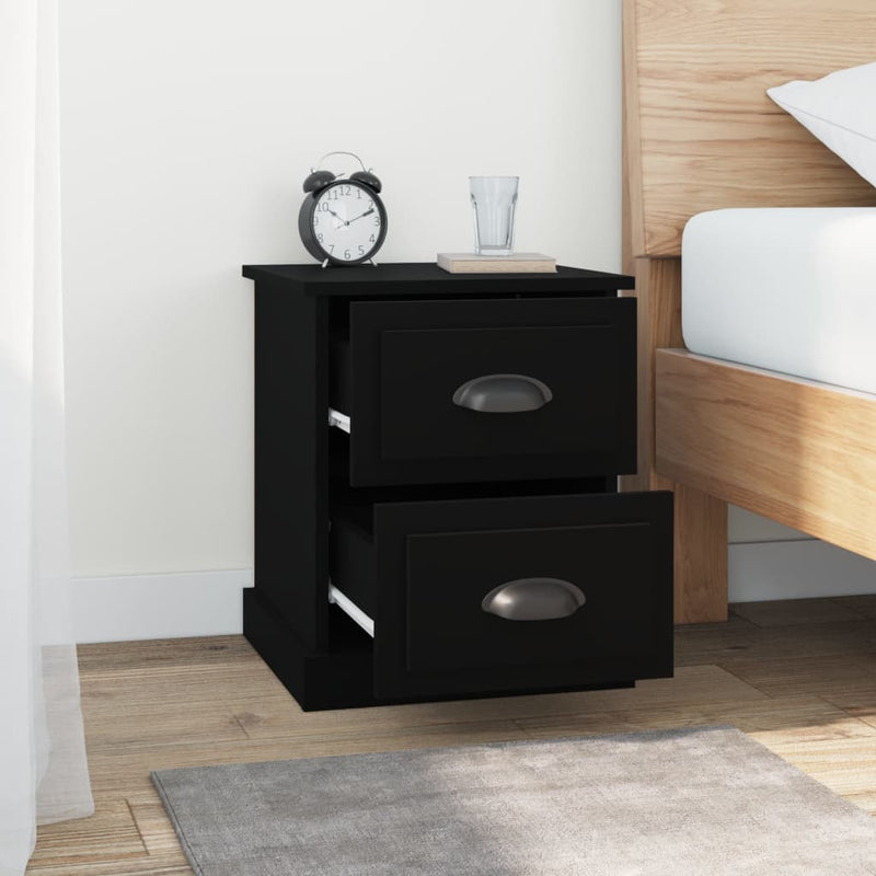 vidaXL Bedside Cabinets 2 pcs Black 39x39x47.5 cm Engineered Wood