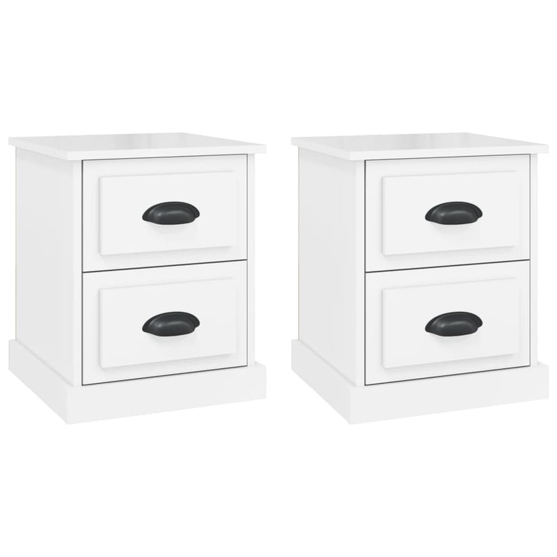 vidaXL Bedside Cabinets 2 pcs High Gloss White 39x39x47.5 cm Engineered Wood