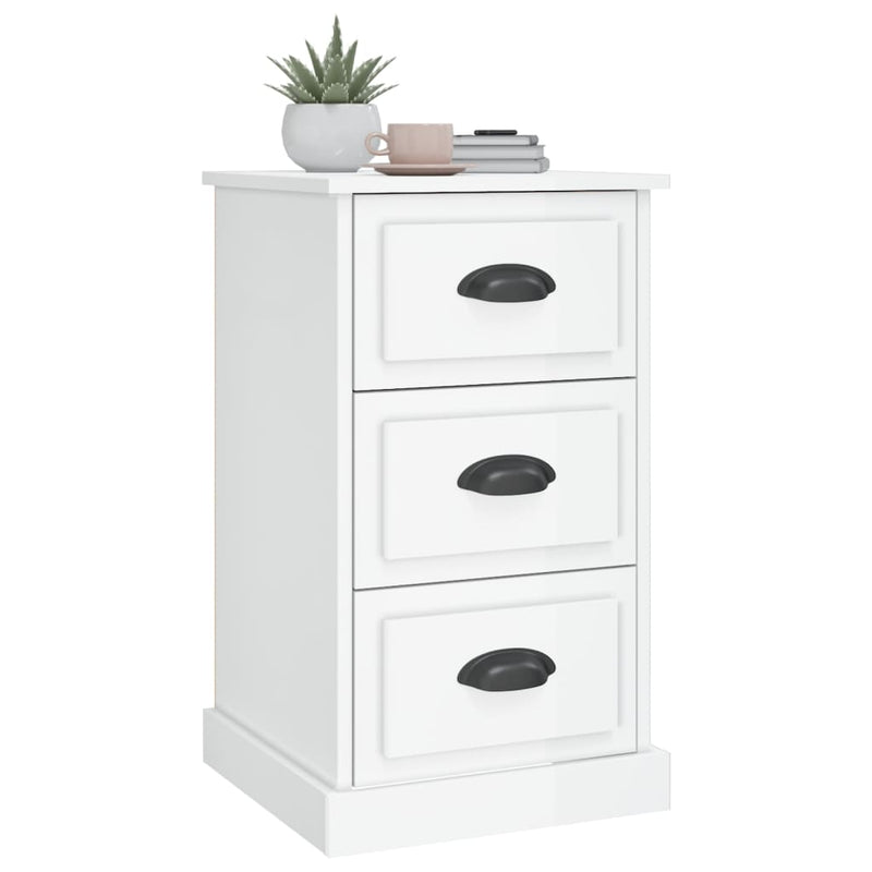 vidaXL Bedside Cabinet High Gloss White 39x39x67 cm Engineered Wood