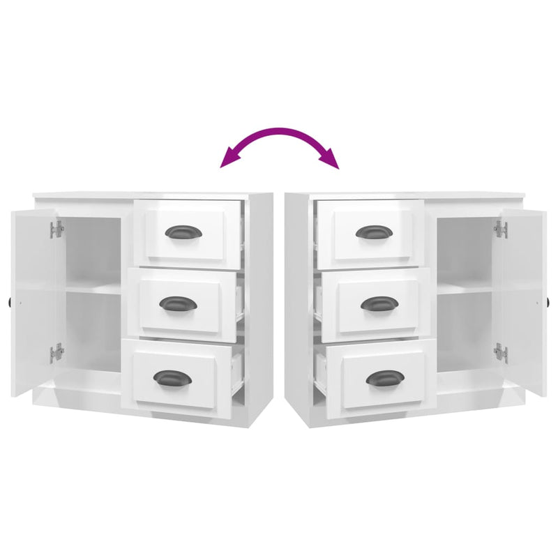 vidaXL Sideboard High Gloss White 70x35.5x67.5 cm Engineered Wood