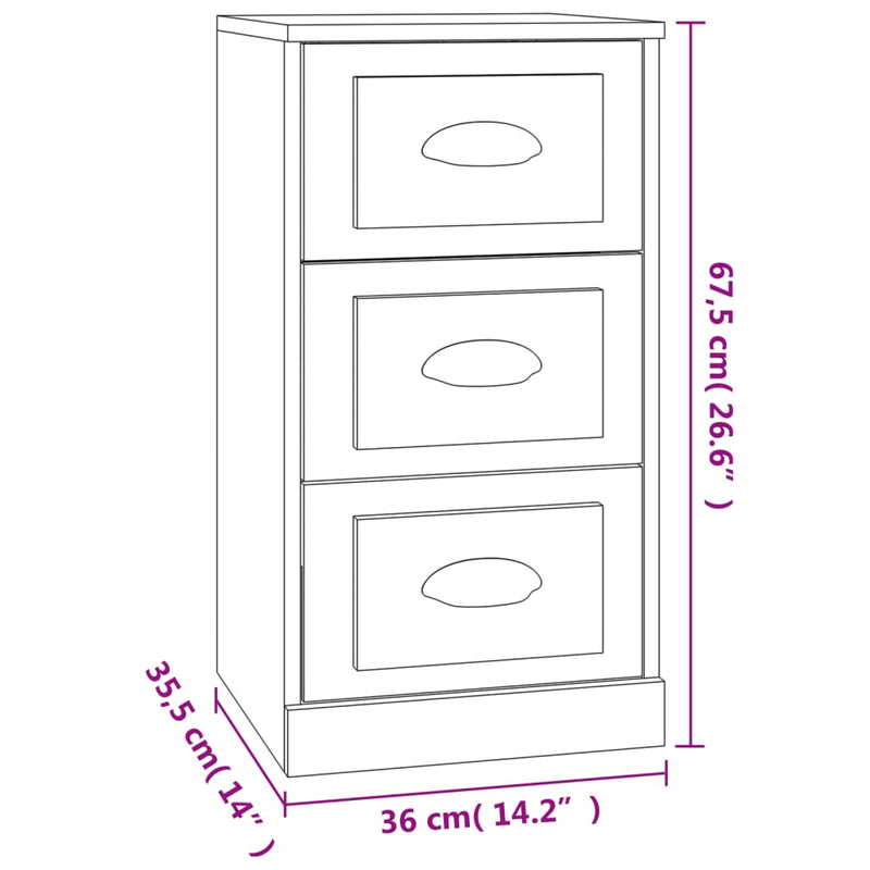 vidaXL Sideboard High Gloss White 36x35.5x67.5 cm Engineered Wood