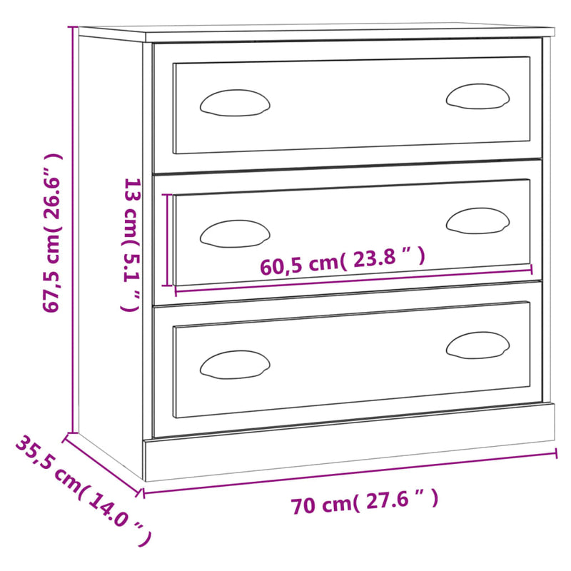 vidaXL Sideboard White 70x35.5x67.5 cm Engineered Wood