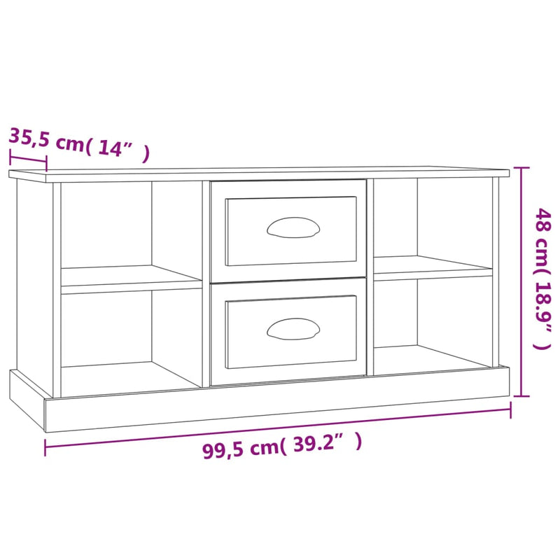 vidaXL TV Cabinet High Gloss White 99.5x35.5x48 cm Engineered Wood