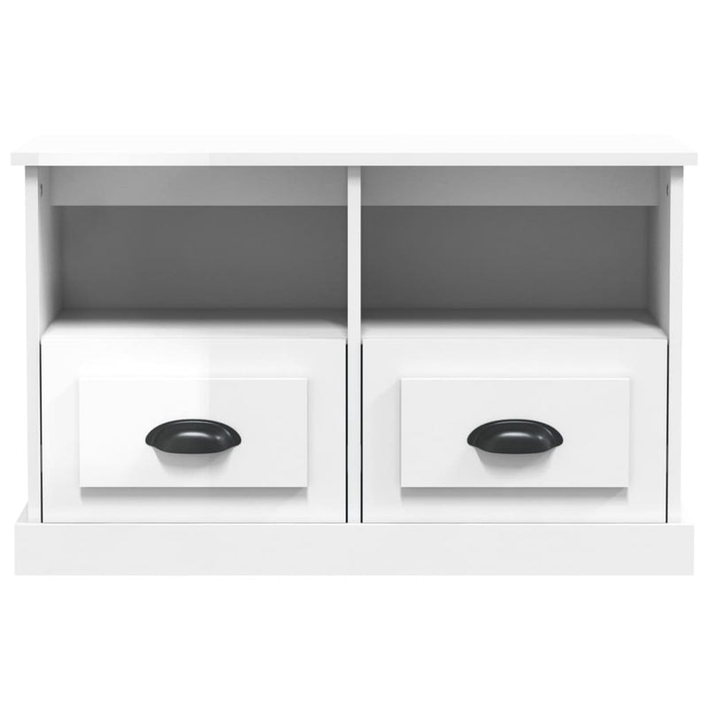 vidaXL TV Cabinet High Gloss White 80x35x50 cm Engineered Wood