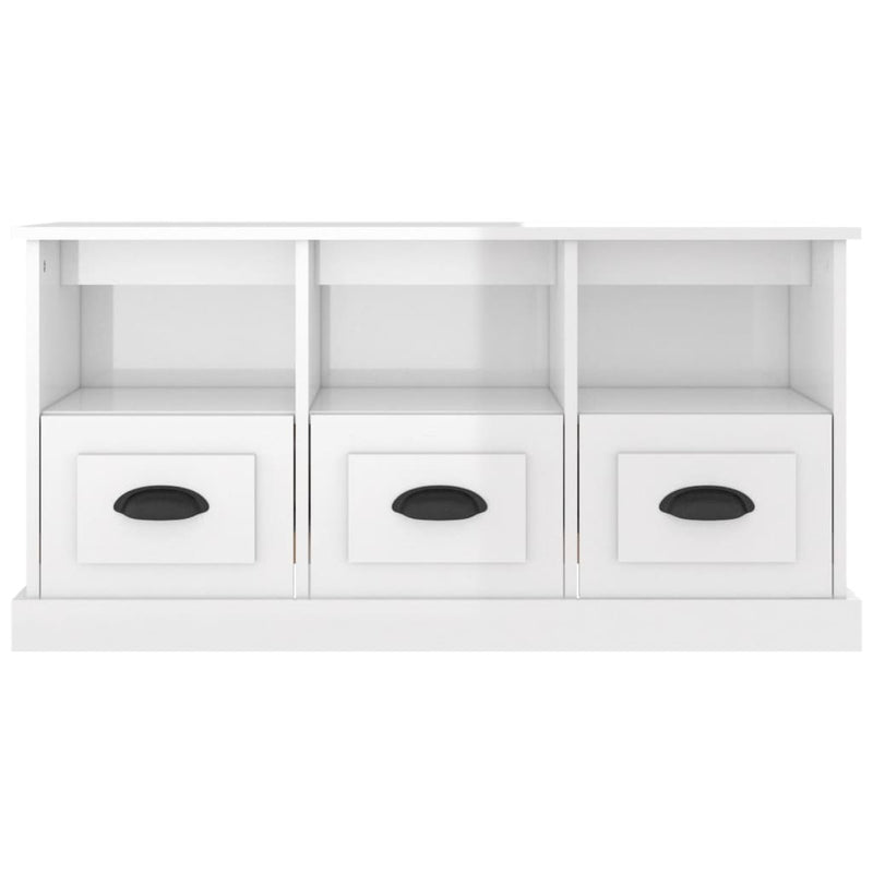 vidaXL TV Cabinet High Gloss White 100x35x50 cm Engineered Wood