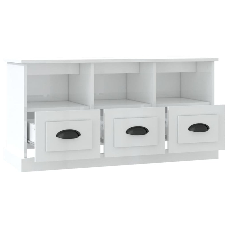 vidaXL TV Cabinet High Gloss White 100x35x50 cm Engineered Wood