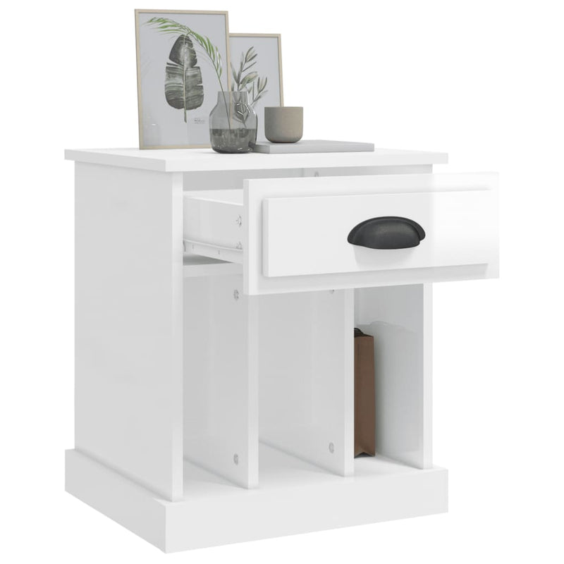vidaXL Bedside Cabinet High Gloss White 43x36x50 cm