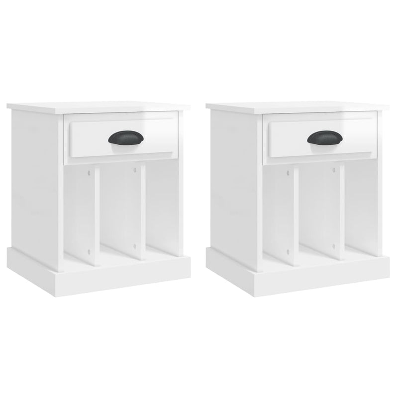 vidaXL Bedside Cabinets 2 pcs High Gloss White 43x36x50 cm