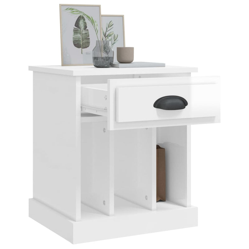 vidaXL Bedside Cabinets 2 pcs High Gloss White 43x36x50 cm