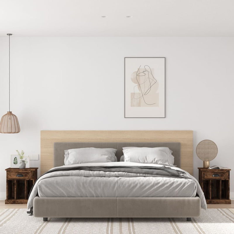 vidaXL Bedside Cabinets 2 pcs Smoked Oak 43x36x50 cm