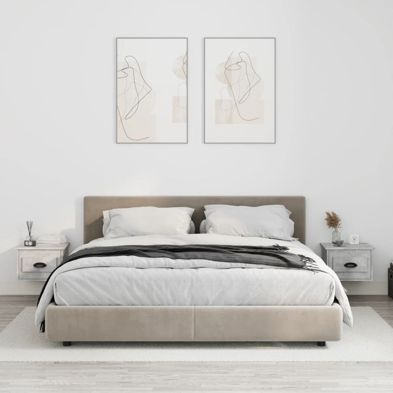 vidaXL Wall-mounted Bedside Cabinets 2 pcs Concrete Grey 41.5x36x28cm