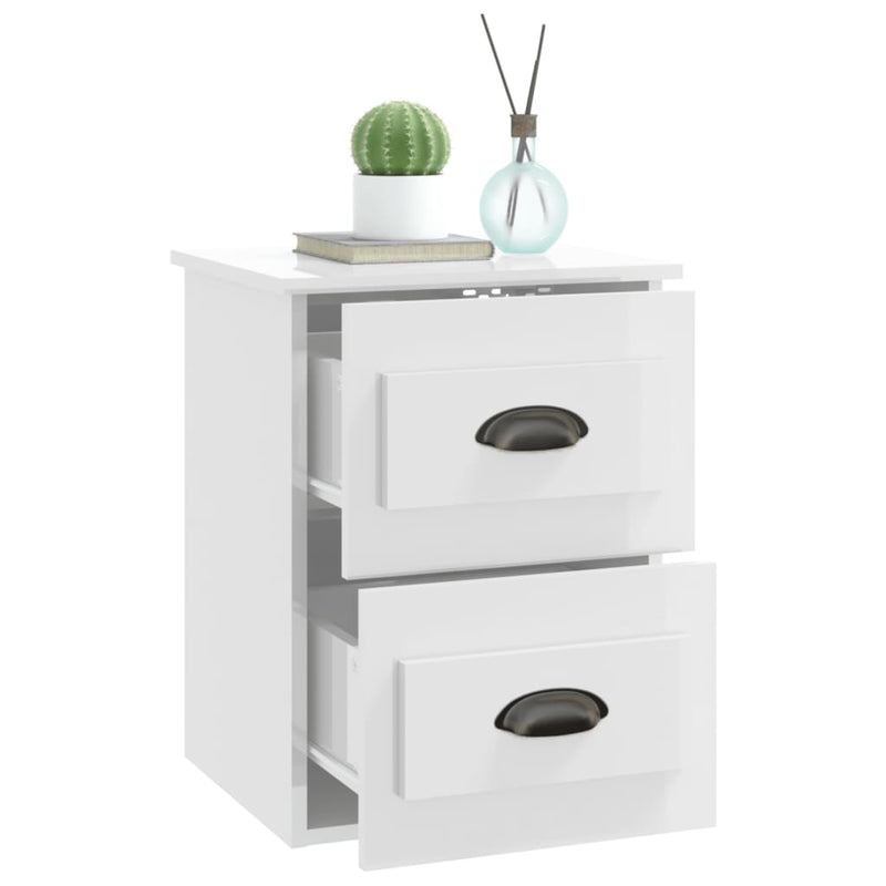 vidaXL Wall-mounted Bedside Cabinet High Gloss White 41.5x36x53cm