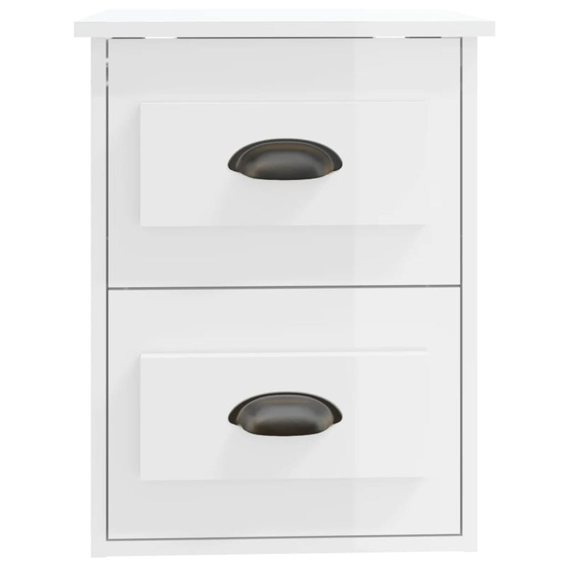 vidaXL Wall-mounted Bedside Cabinet High Gloss White 41.5x36x53cm