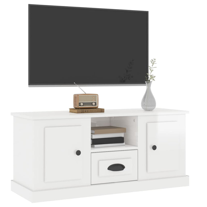 vidaXL TV Cabinet High Gloss White 100x35.5x45 cm Engineered Wood