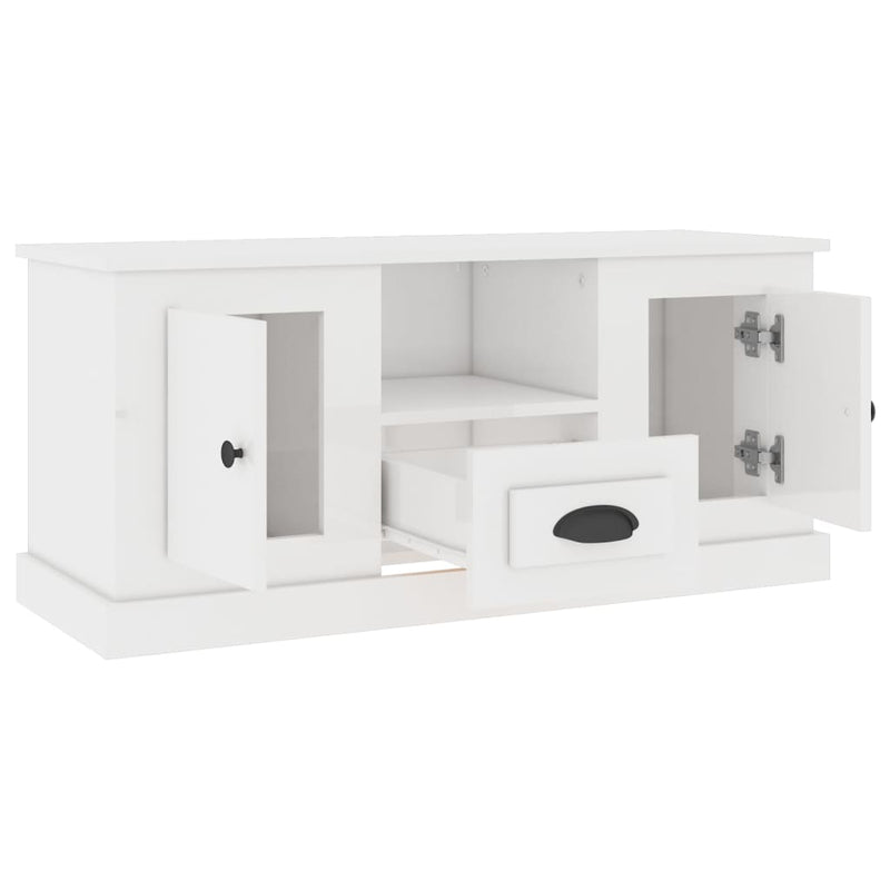 vidaXL TV Cabinet High Gloss White 100x35.5x45 cm Engineered Wood