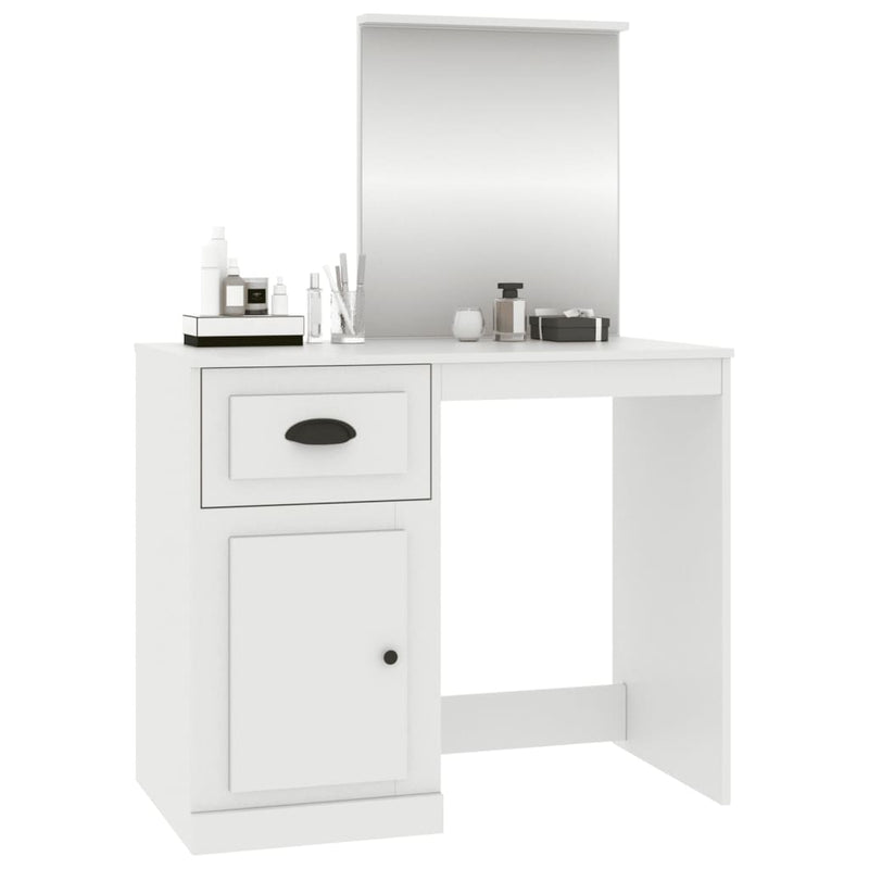 vidaXL Dressing Table with Mirror White 90x50x132.5 cm Engineered Wood
