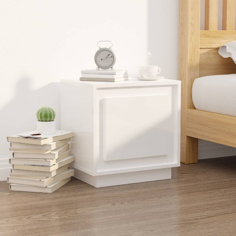 vidaXL Bedside Cabinets 2pcs HighGlossWhite 44x35x45cm EngineeredWood