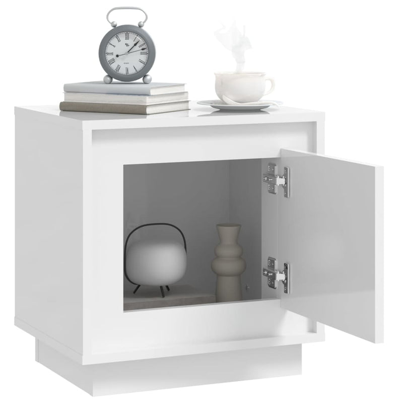 vidaXL Bedside Cabinets 2pcs HighGlossWhite 44x35x45cm EngineeredWood