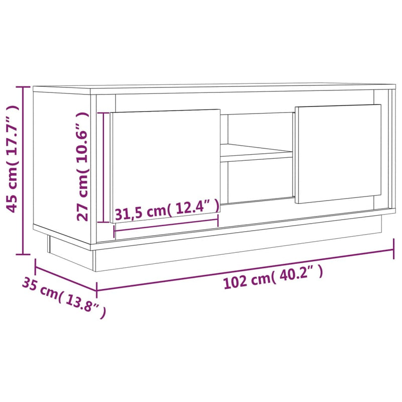 vidaXL TV Cabinet White 102x35x45 cm Engineered Wood