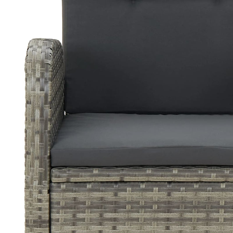 vidaXL 7 Piece Garden Dining Set with Cushions Grey Poly Rattan