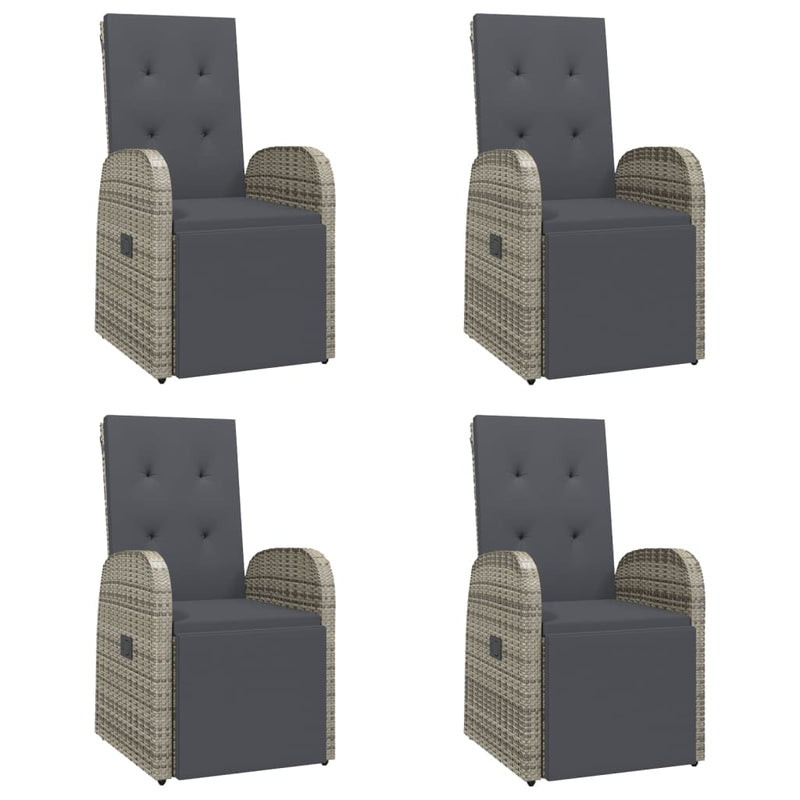vidaXL 5 Piece Garden Dining Set with Cushions Grey Poly Rattan