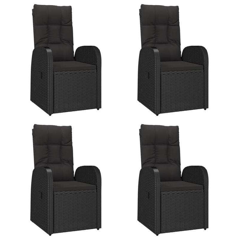 vidaXL 5 Piece Garden Dining Set with Cushions Black Poly Rattan