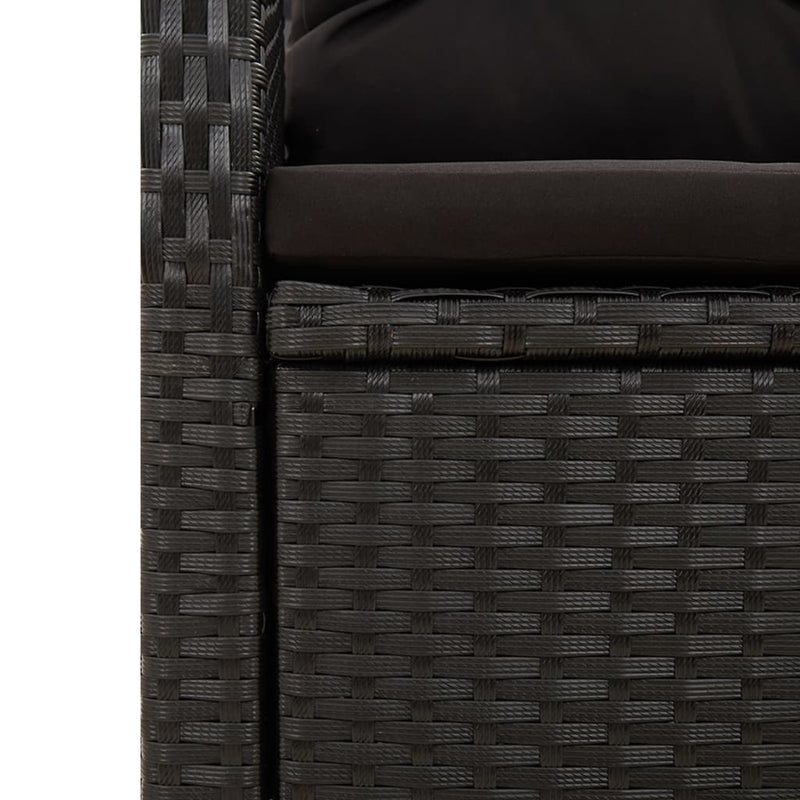 vidaXL 5 Piece Garden Dining Set with Cushions Black Poly Rattan
