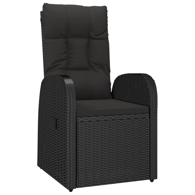 vidaXL 7 Piece Garden Dining Set with Cushions Black Poly Rattan