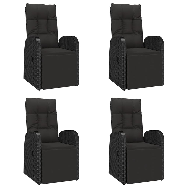 vidaXL 5 Piece Garden Dining Set Black Poly Rattan&Solid Wood Acacia