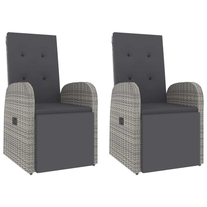 vidaXL 3 Piece Garden Lounge Set Grey Poly Rattan&Solid Wood Acacia