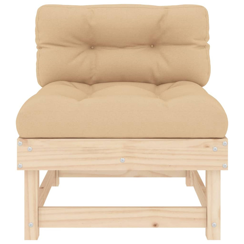 vidaXL Middle Sofa with Cushions Solid Wood Pine