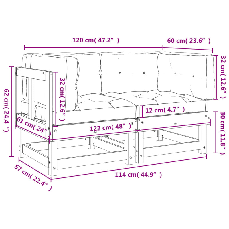 vidaXL Corner Sofas with Cushions 2 pcs Solid Wood Pine