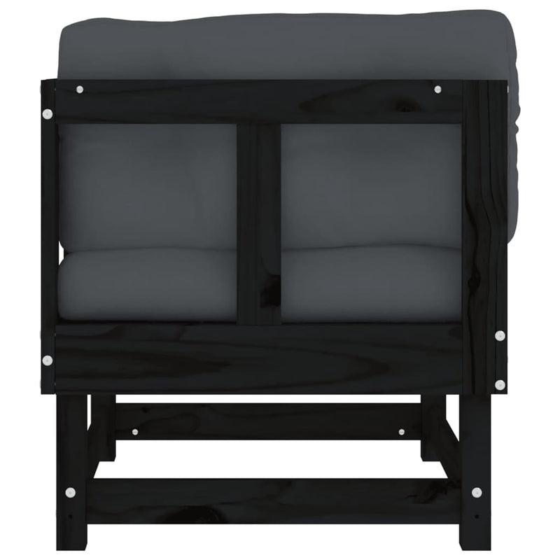 vidaXL Corner Sofas with Cushions 2 pcs Black Solid Wood Pine