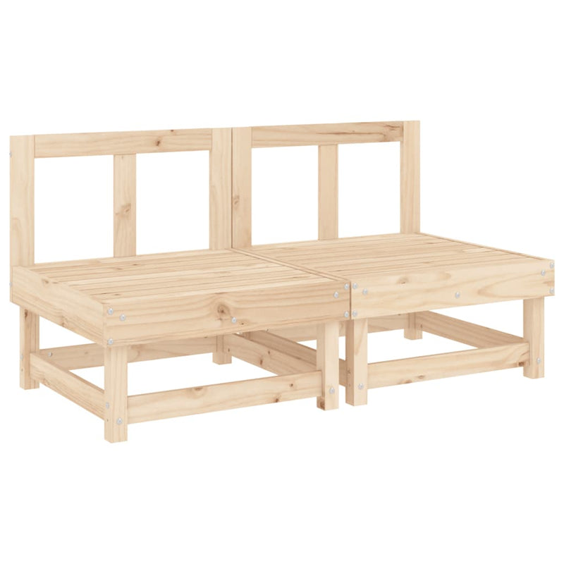 vidaXL Middle Sofas with Cushions 2 pcs Solid Wood Pine