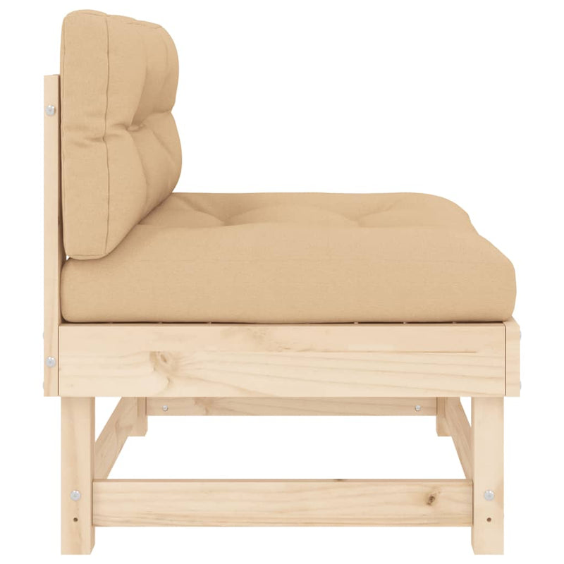 vidaXL Middle Sofas with Cushions 2 pcs Solid Wood Pine