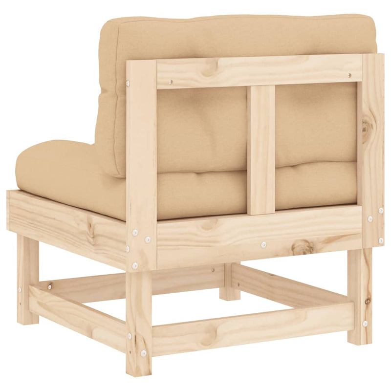 vidaXL Middle Sofas with Cushions 2 pcs Solid Wood Pine