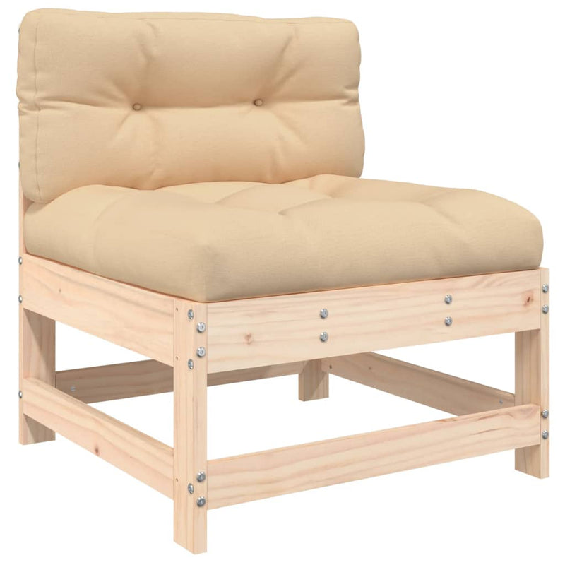 vidaXL Middle Sofas with Cushions 2 pcs Solid Wood Pine