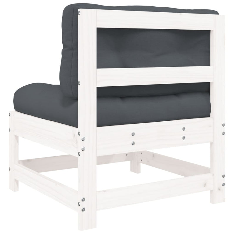 vidaXL Middle Sofas with Cushions 2 pcs White Solid Wood Pine