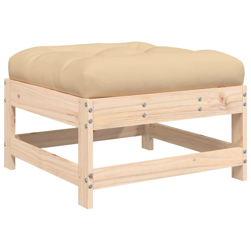 vidaXL Garden Footstools with Cushions 2pcs Solid Wood Pine