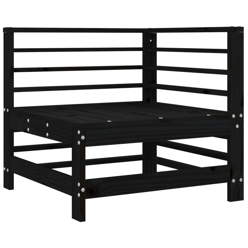 vidaXL Corner Sofa with Cushions Black Solid Wood Pine