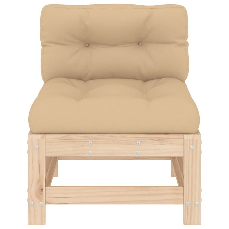 vidaXL Middle Sofa with Cushions Solid Wood Pine